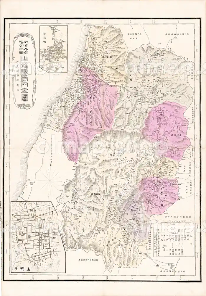 山形県管内全図 明治27年(1894) – 大日本管轄分地図 – 古地図データのダウンロード販売-oldmap.shop