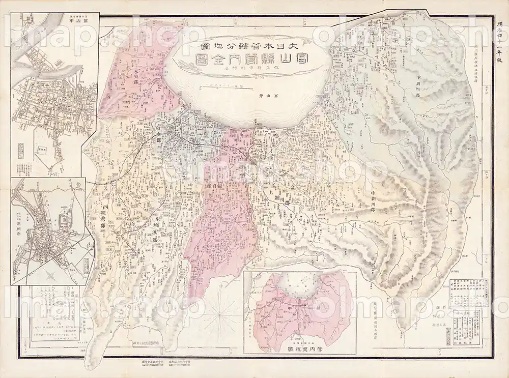 富山県管内全図 明治41年(1908) - 大日本管轄分地図
