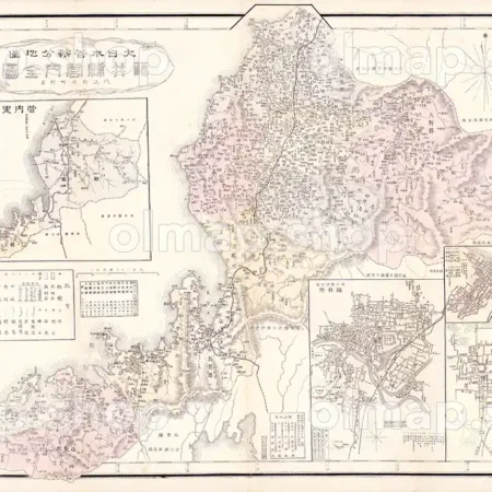 福井県管内全図 明治41年(1908) - 大日本管轄分地図