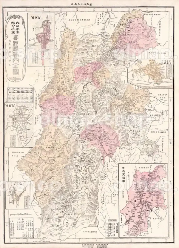 長野県管内全図 明治43年(1910) - 大日本管轄分地図