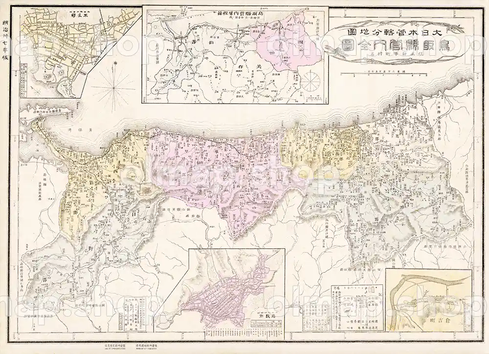 鳥取県管内全図 明治37年(1904) – 大日本管轄分地図 – 古地図データ 