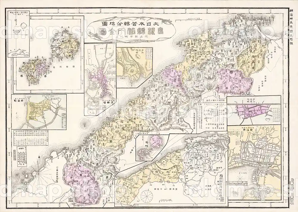 島根県管内全図 明治35年(1902) – 大日本管轄分地図 – 古地図素材データのダウンロード販売-oldmap.shop