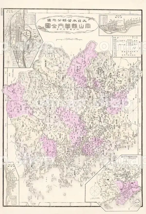 岡山県管内全図 明治28年(1895) - 大日本管轄分地図