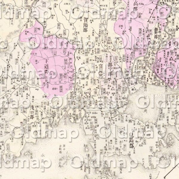 岡山県管内全図 明治28年(1895) - 大日本管轄分地図 - 画像 (2)