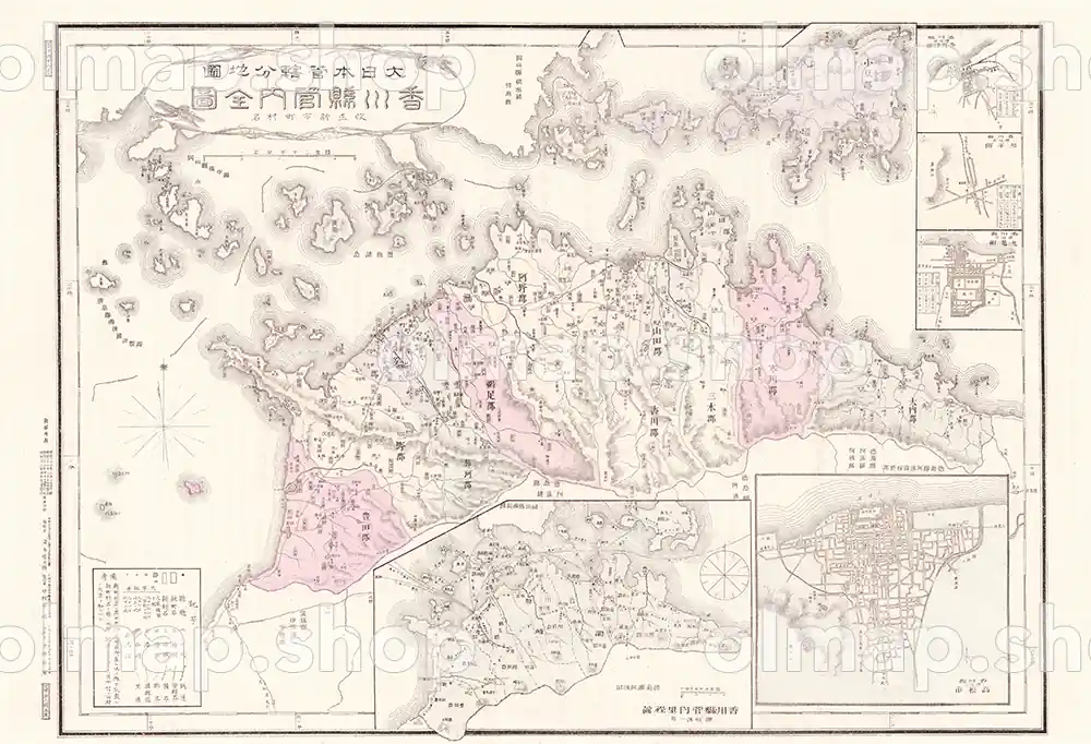 香川県管内全図 明治28年(1895) – 大日本管轄分地図 – 古地図データ