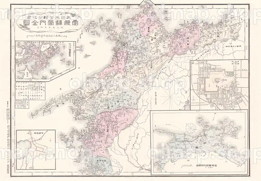 愛媛県管内全図 明治28年(1895) - 大日本管轄分地図