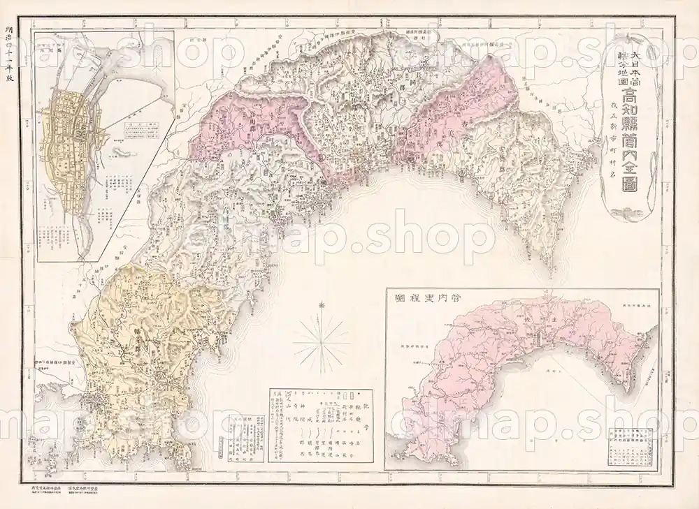 高知県管内全図 明治41年(1908) - 大日本管轄分地図
