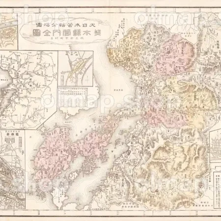 熊本県管内全図 明治41年(1908) - 大日本管轄分地図