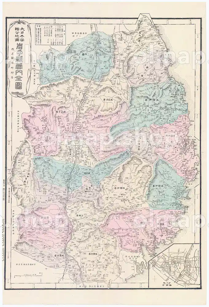 岩手県管内全図 明治27年(1894) – 大日本管轄分地図 – 古地図素材データのダウンロード販売-oldmap.shop