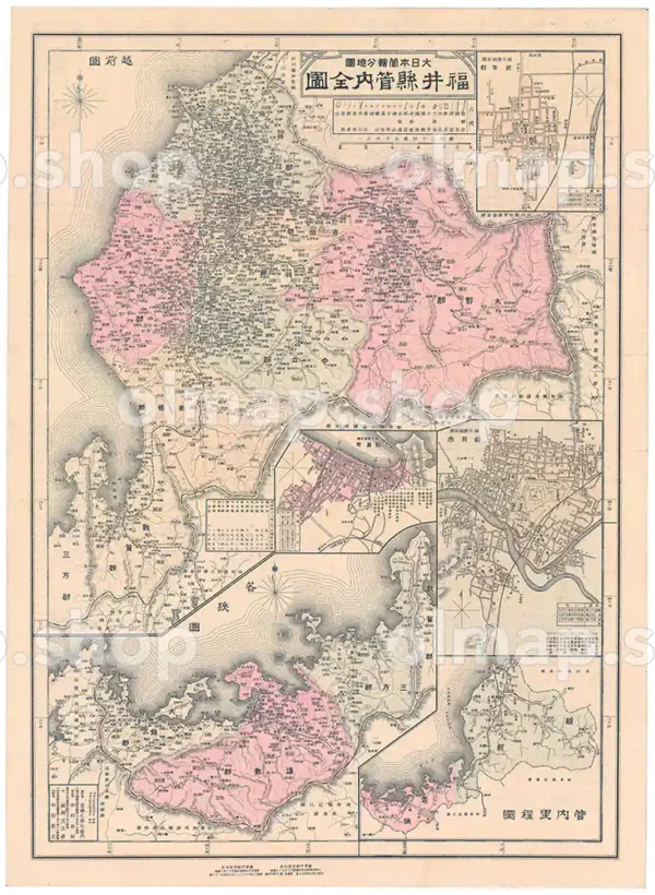 福井県管内全図 大正2年(1913) - 大日本管轄分地図