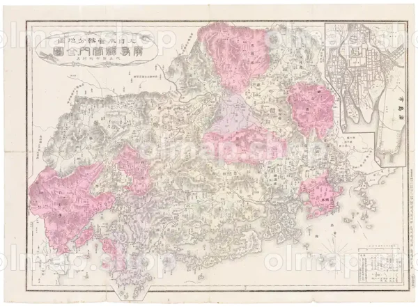 広島県管内全図 明治27年(1894) - 大日本管轄分地図