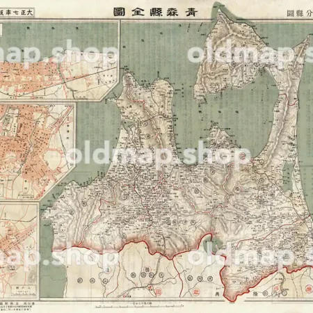 青森県全図 大正6年(1917) - 金刺分県図