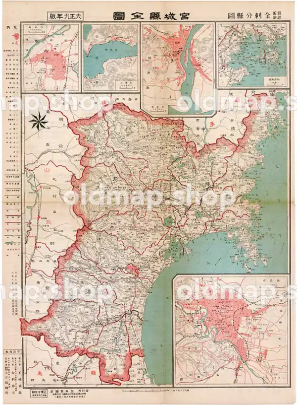 宮城県全図 大正9年(1920) - 金刺分県図