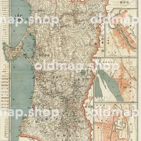 秋田県全図 大正7年(1918) - 金刺分県図