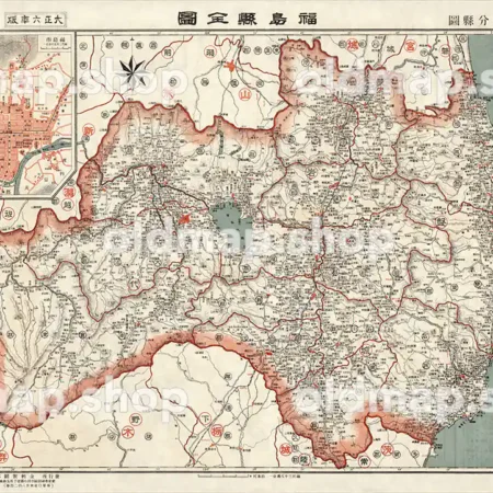 福島県全図 大正5年(1916) - 金刺分県図