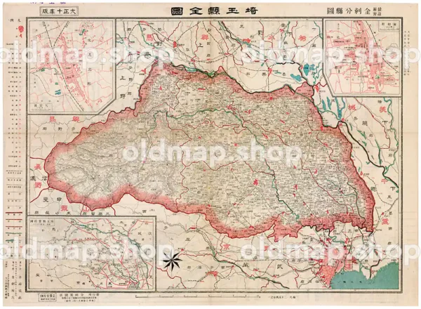 埼玉県全図 大正10年(1921) - 金刺分県図