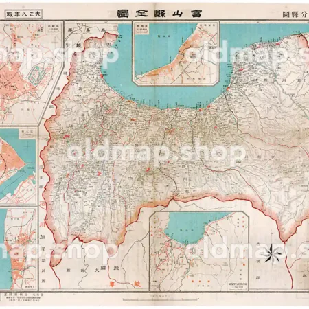 富山県全図 大正8年(1919) - 金刺分県図