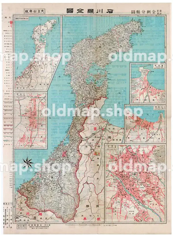 石川県全図 大正10年(1921) - 金刺分県図