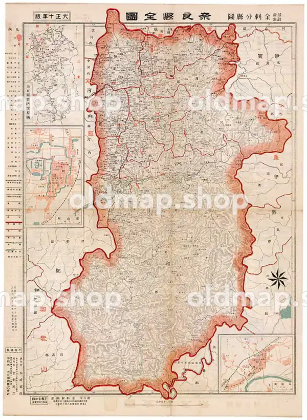 奈良県全図 大正10年(1921) - 金刺分県図