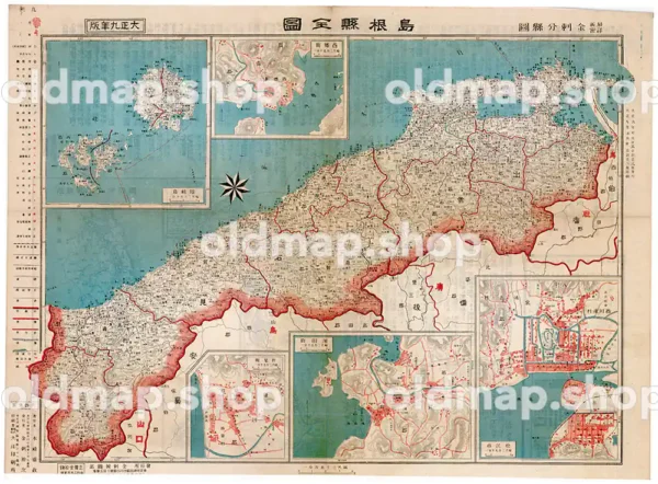 島根県全図 大正9年(1920) - 金刺分県図