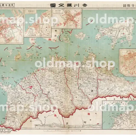 香川県全図 大正7年(1918) - 金刺分県図