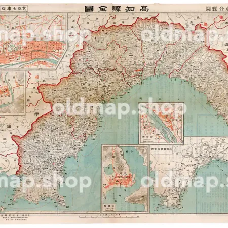 高知県全図 大正7年(1918) - 金刺分県図