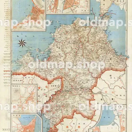 福岡県全図 大正8年(1919) - 金刺分県図