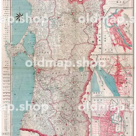 秋田県全図 大正9年(1920) - 金刺分県図