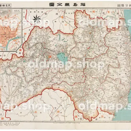 福島県全図 大正10年(1921) - 金刺分県図