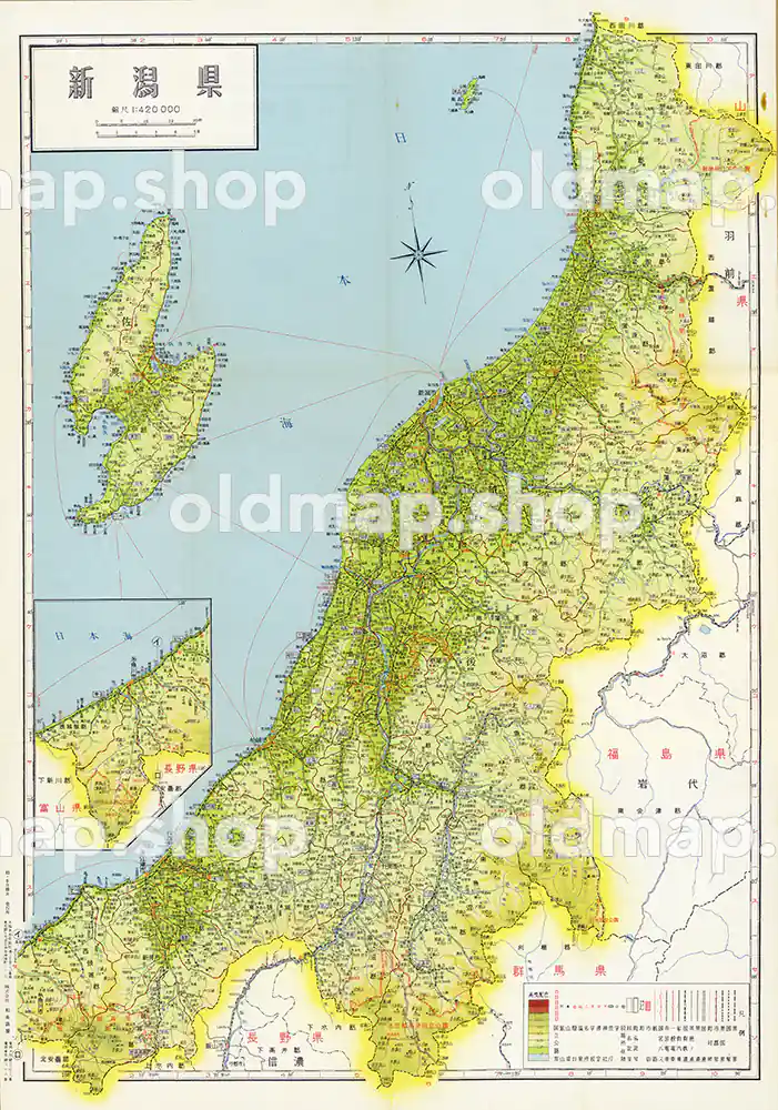 新潟県 昭和33年(1958) – 新日本分県地図 – 中部– 古地図データのダウンロード販売-oldmap.shop