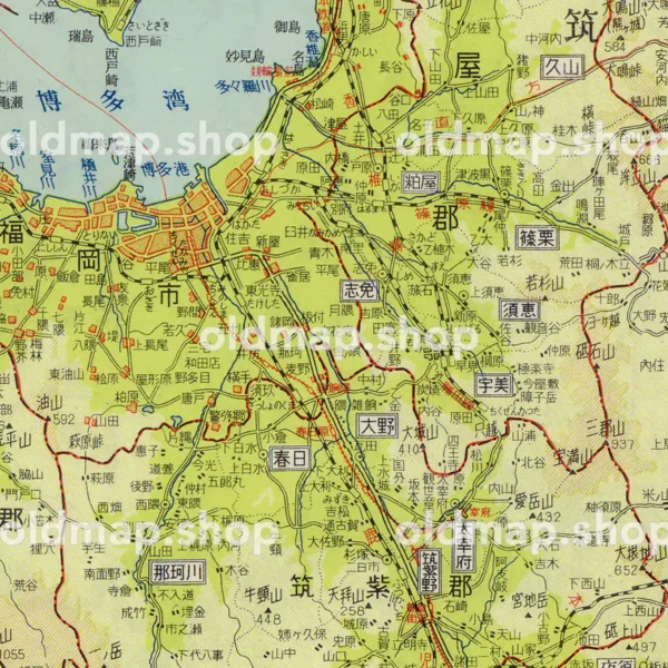 福岡県 昭和35年(1960) - 新日本分県地図 - 画像 (2)