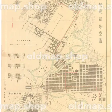 東宮殿下行啓御道筋入 旭川市街明細全図 明治44年(1911)