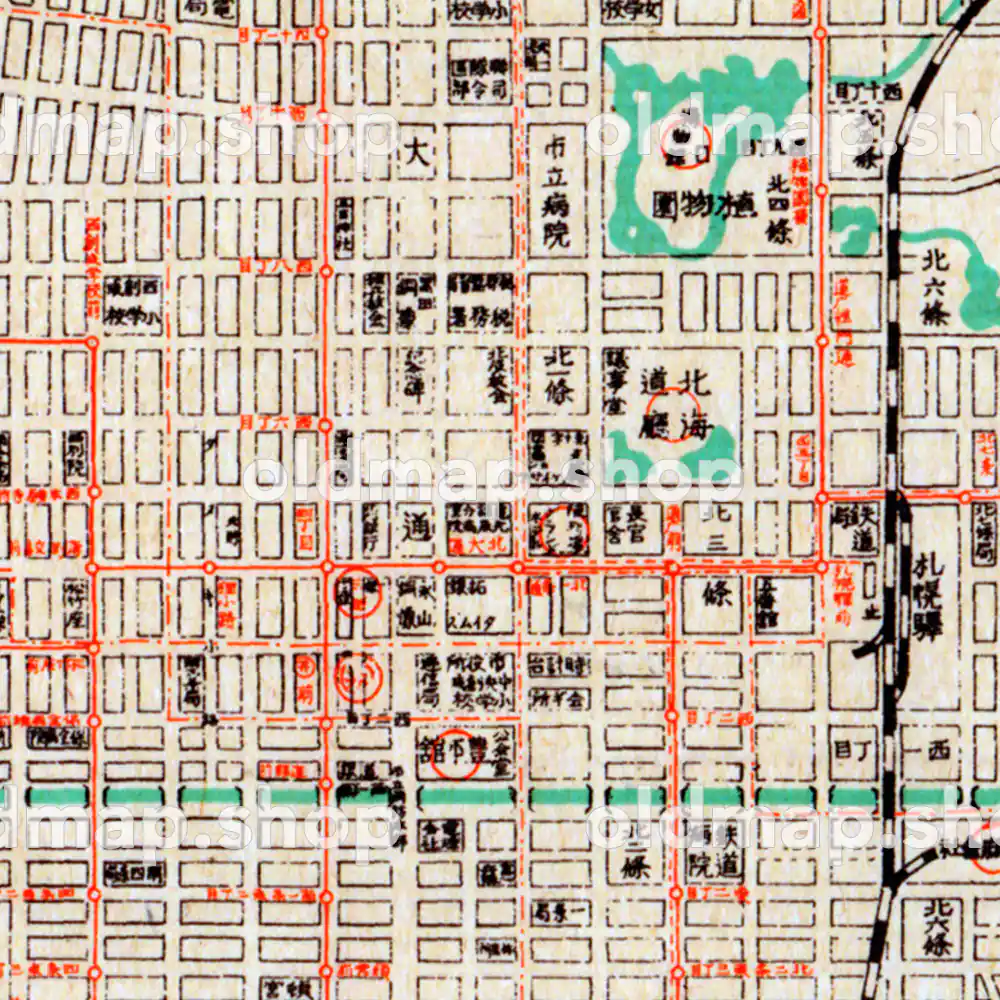 札幌市地図 昭和11年(1936) – 北海道– 古地図素材データのダウンロード販売-oldmap.shop