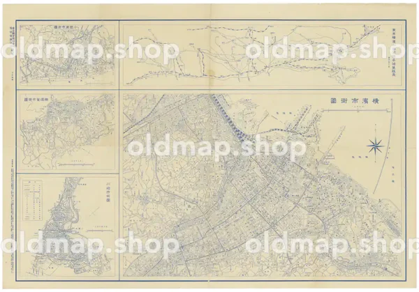 横浜・小田原・横須賀・川崎 市街図 昭和4年(1929)