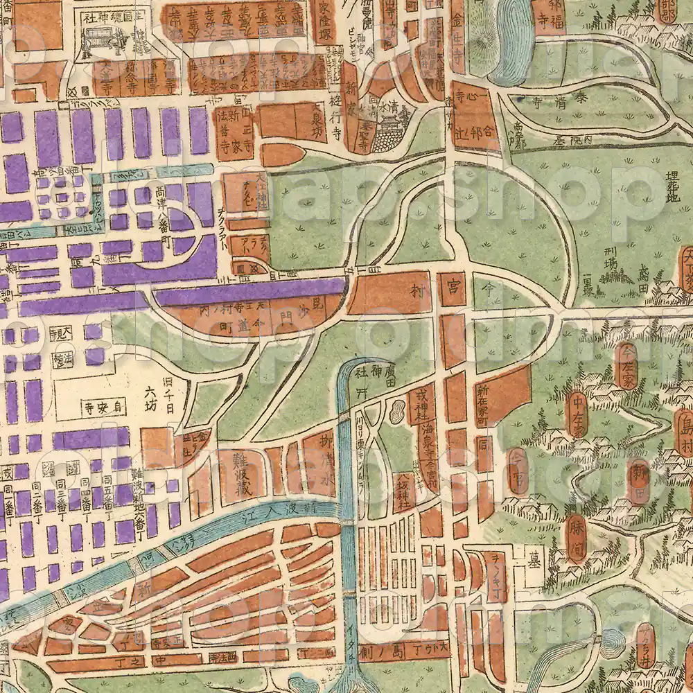 摂津国 大阪府区分新細図 明治12年(1879) – 古地図 – 古地図素材データのダウンロード販売-oldmap.shop