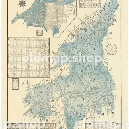 大阪府下洪水淀川沿岸被害細図 明治18年(1885)