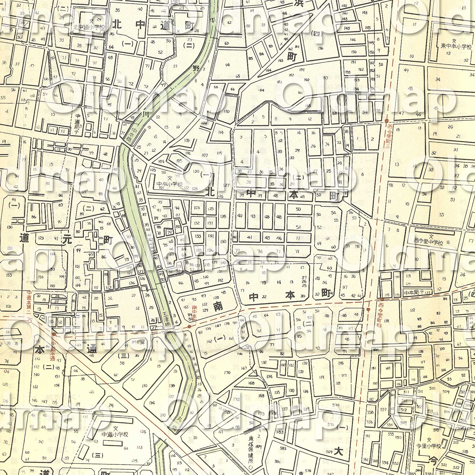 東成区詳細図 昭和29年(1954) – 大阪市区分詳細図 古地図素材データのダウンロード販売-oldmap.shop