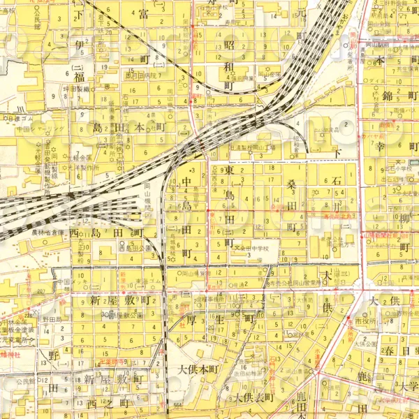 岡山市地図 昭和49年(1974) - 画像 (2)