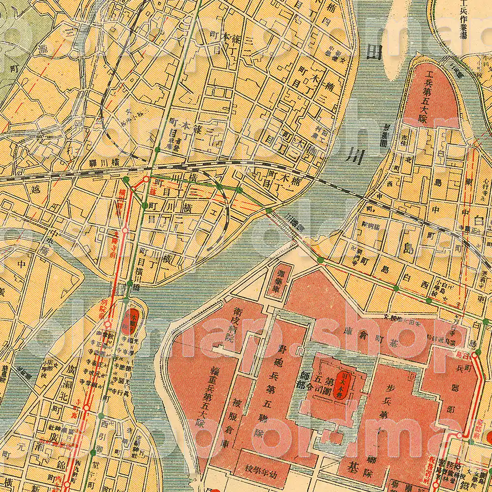 最新 大広島市街地図 昭和11年(1936) – 中国・四国 – 古地図素材データのダウンロード販売-oldmap.shop