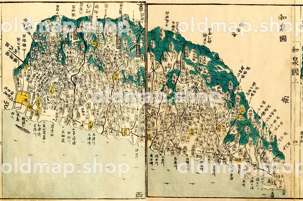 和泉国 – 国郡全図 上巻 天保8年(1837) – 古地図 – 古地図素材データのダウンロード販売-oldmap.shop