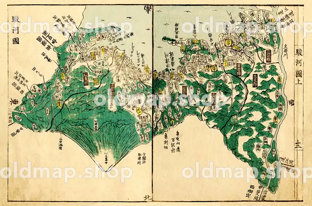 駿河国 – 国郡全図 上巻 天保8年(1837) – 中部 – 古地図素材データのダウンロード販売-oldmap.shop