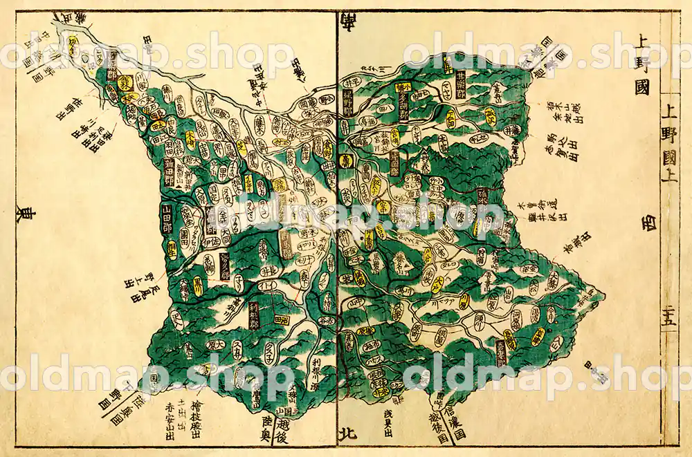 上野国 – 国郡全図 上巻 天保8年(1837) – 古地図 – 古地図データのダウンロード販売-oldmap.shop