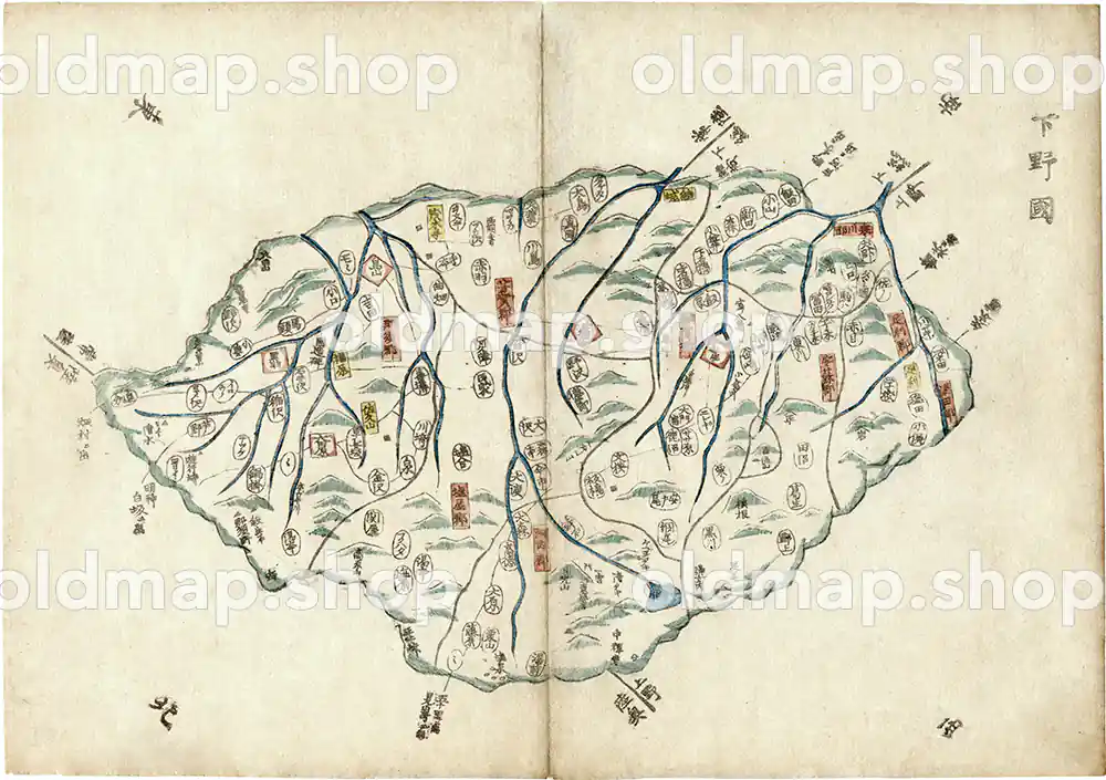 下野国 – 大日本輿地便覧 乾 天保5年(1834) 古地図 古地図素材データのダウンロード販売-oldmap.shop