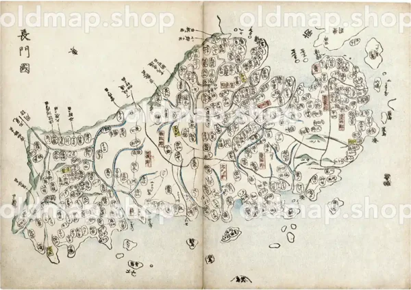 長門国 - 大日本輿地便覧 坤 天保5年(1834)