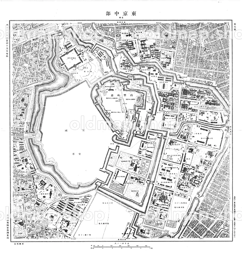 第五号 東京中部 皇城 明治19年(1886) – 東京五千分一図 古地図データのダウンロード販売