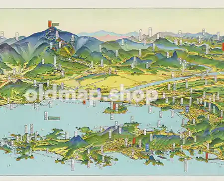 神奈川県観光図絵 昭和9年(1934) - 鳥瞰図