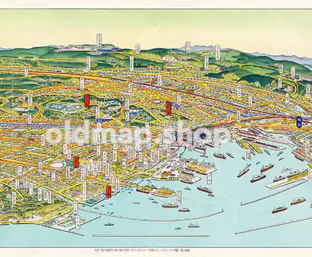 横浜市鳥瞰図 昭和10年(1935) - 鳥瞰図