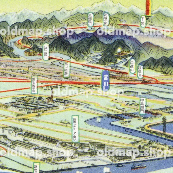 東岩瀬町鳥瞰図 昭和11年(1936) - 鳥瞰図 - 画像 (2)