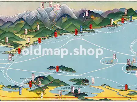 琵琶湖名所鳥瞰図 大正15年(1926) - 鳥瞰図