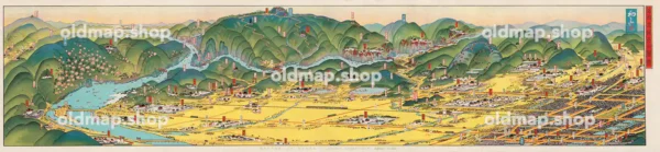 京名所交通図絵 洛西 昭和3年(1928) - 鳥瞰図